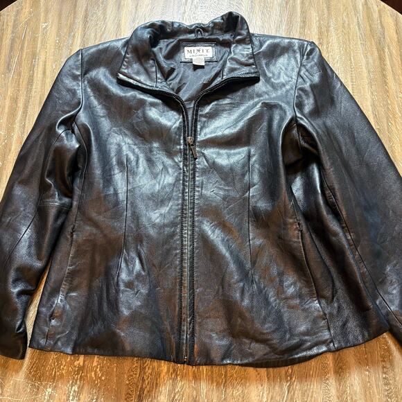 Vintage MIXIT Genuine Lambskin Black Leather Women's XL Jacket - Picture 1 of 7